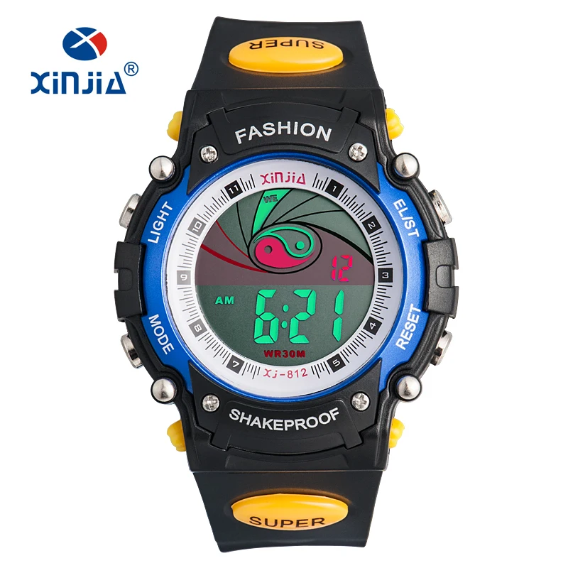 Свет диско Часы Для мужчин сигнализации хронограф цифровые часы погружения Бег 30