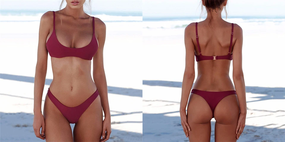 BANDEA, бикини,, женский сексуальный комплект бикини, винтажный Одноцветный купальник, женский купальник, пляжная одежда, бандо, купальник, микро бикини