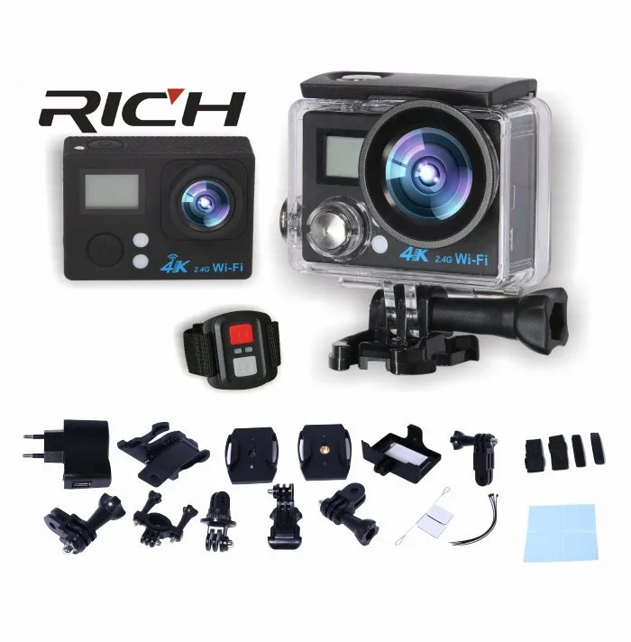 Новая Экшн камера S200DR 4K 2 0 с двойным жк дисплеем 16 МП Спортивная WiFi 30 м