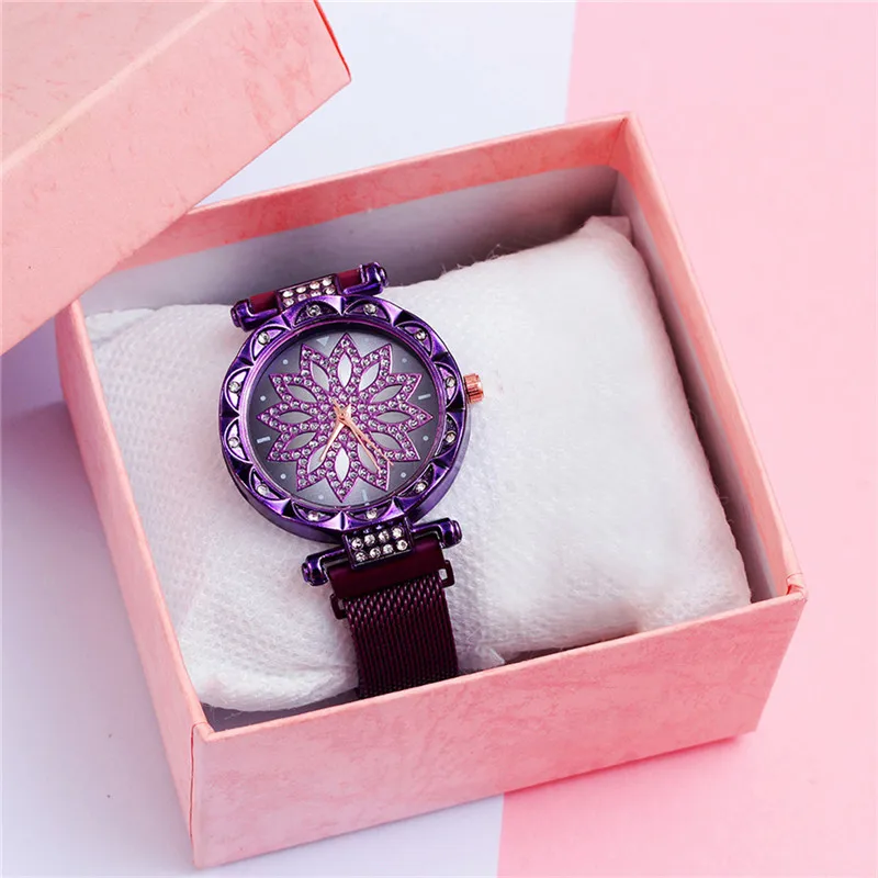 Montre Femme модные часы женские роскошные брендовые цветок из розового золота женские наручные часы для ношения с платьем магнитные сетчатые Стальные часы женские* 533