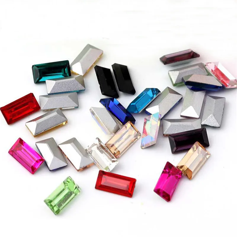 Water Red Pointback Glass Crystals Glitter 50pcs Strass Rectangle Glue On Rhinestones For Phone Accessories | Дом и сад