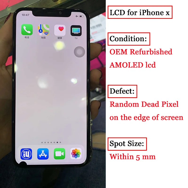 Класс для iphone X ЖК-дисплей для AMOLED ЖК-дисплей с сенсорным экраном дигитайзер Запасные части для сборки для iphone x с битым пикселем