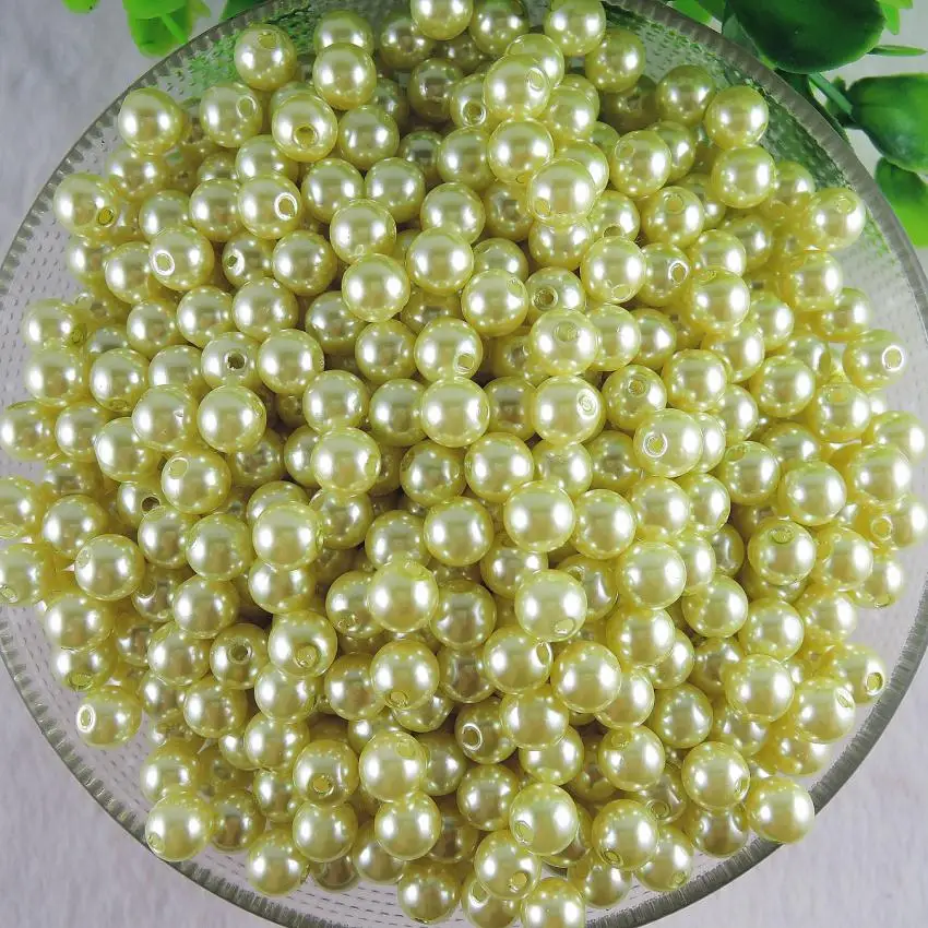 

6mm 8mm 10mm 12mm 14mm Lemon yellow Imitation Pearls Beads Crafts Decoration for DIY Bracelets Necklaces Making Hole: 2mm AS-29