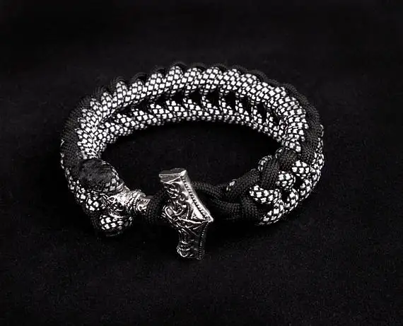 Survival Paracord Bracelet Mjolnir Thor's Hammer Viking Scandinavian Nordic Norse Jewelry 550 Cord | Украшения и аксессуары