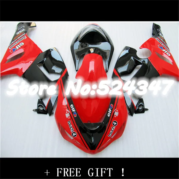 

ABSNINJA ZX 6R 636 05 fairing FOR KAWASAKI ZX 6R 05 06 ZX-6R 636 2005 2006 ZX6R 05 06 ABS fairing kits red black