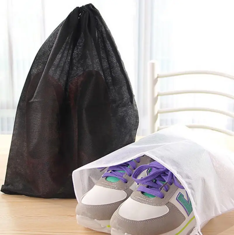 

Big 29X35cm Travel Storage Shoe Dust-proof Tote Dust Bag Case black/white Non-Woven Travel Shoe Storage Bag LX4162