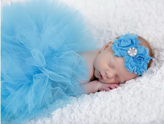Детский реквизит для фотосессии Голубое Бальное Платье с регулируемой повязкой