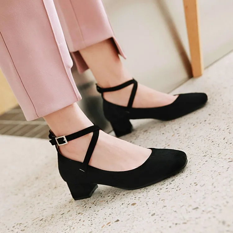 Женские туфли-лодочки на высоком каблуке квадратный каблук с закрытым носком и