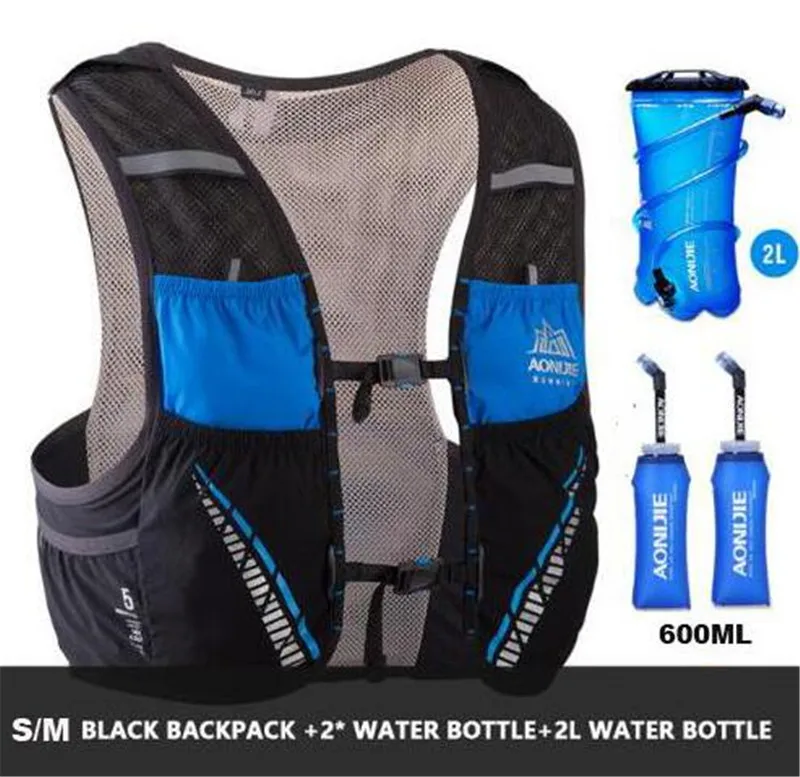 SM Black Full Set AONIJIE сумки для бега гидратация пакет рюкзак Жилет Жгут водный Пузырь Пешие прогулки Кемпинг марафон гонки скалолазание 5L - Цвет: SM Black Full Set