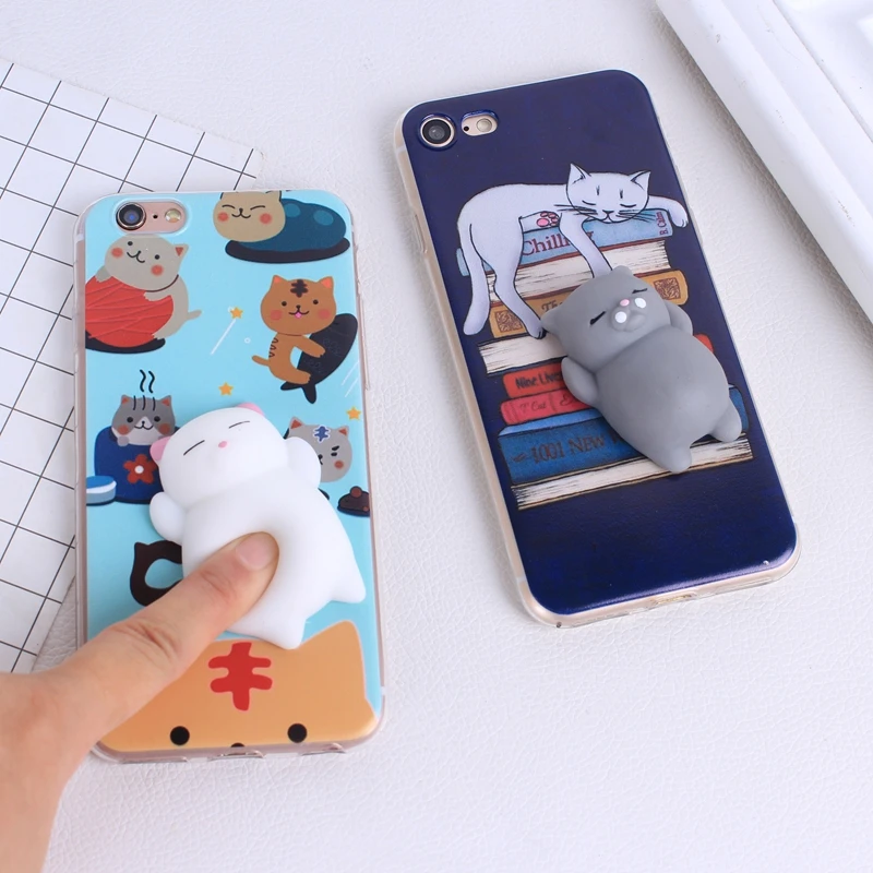Мягкий силиконовый чехол для снятия стресса iPhone 6 S милый 7 Plus 5 5S SE |