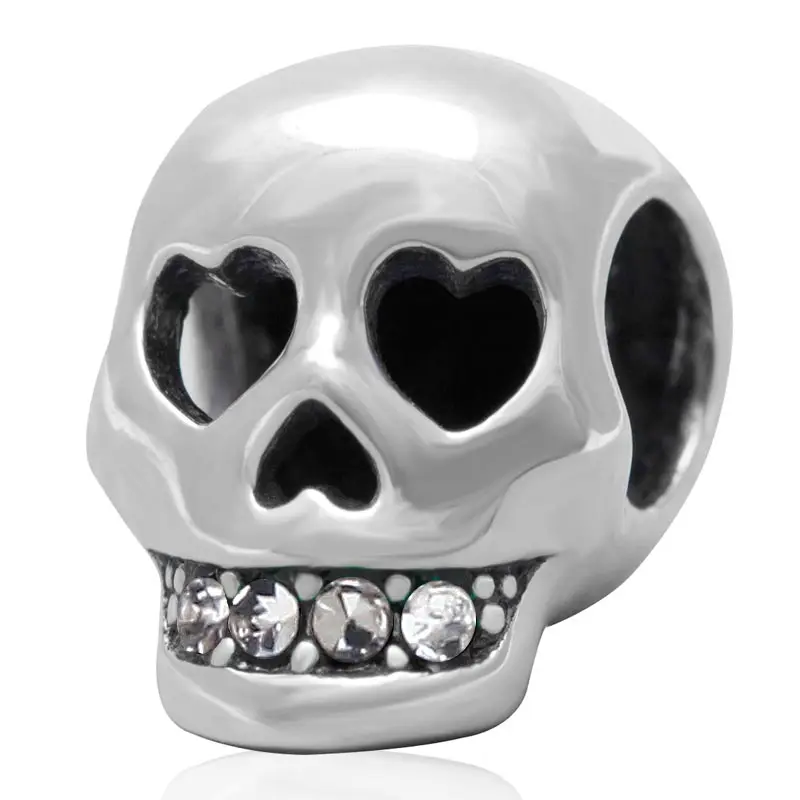 Love to Death Skull Choruslove страшный череп Шарм подлинный 925 Серебряный Скелет Бусины fit Pandora Подвески Хэллоуин ювелирный браслет сделай сам - Цвет: Love to Death Skull