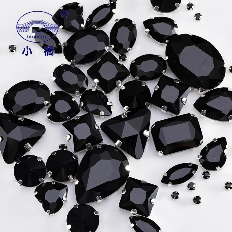 

Glitter Mix Size Glass Rhinestones For Sewing Multi Shapes Black Stone Clothing Loose Colored Diy Rhinestone 50PCS/PACK S039