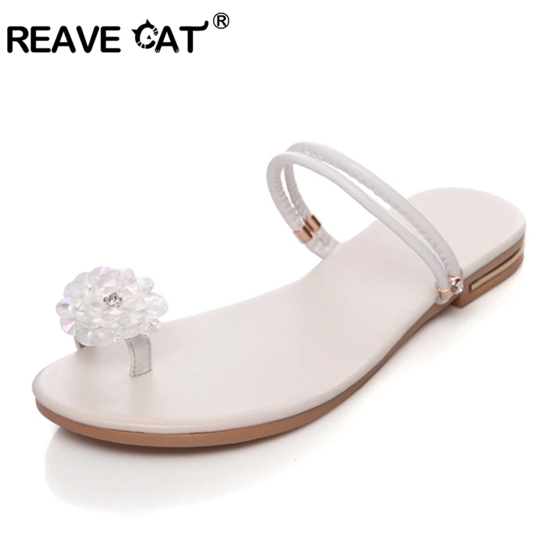 Женское кольцо REAVE CAT Стразы с цветами из натуральной кожи летнее пляжное