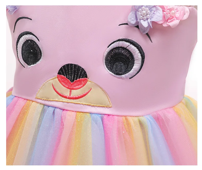 2020 мультяшное платье для девочек Радужное принцессы праздничное малышей Детские
