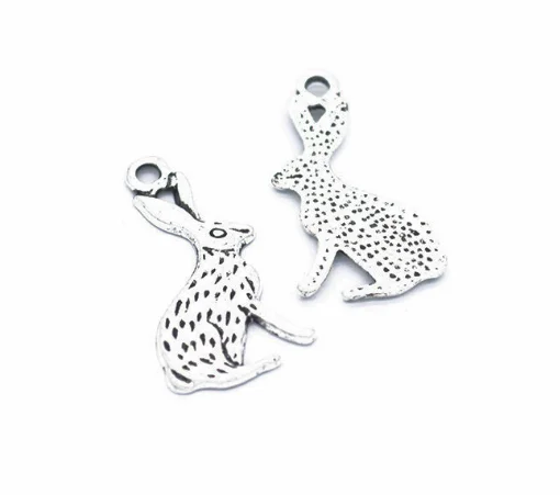 

80pcs charms rabbit Alloy Pendants Antique silver bronze 26*14mm 1.3g Handmade Jewelry Making DIY European accessories