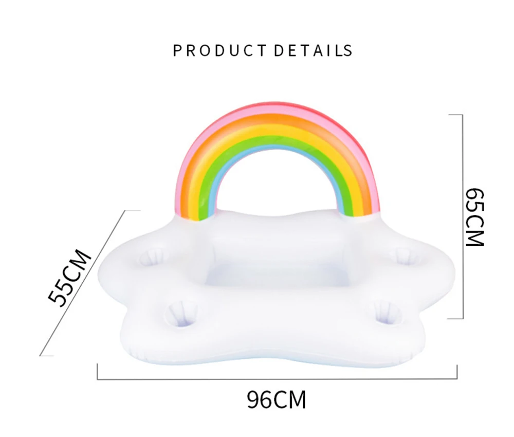 Summer pool Party Bucket Rainbow White Clouds Float Inflatable Rainbow Drink Holder Swimming Pool Bathroom Beach Party Kids Bath