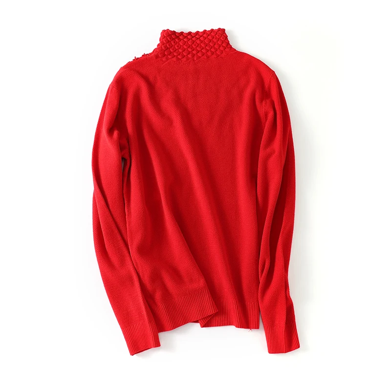 Autumn Vintage Style High-neck Women's Sweater Fashion Embroidered Decoration 2021 New Pink Bottoming shirt | Женская одежда