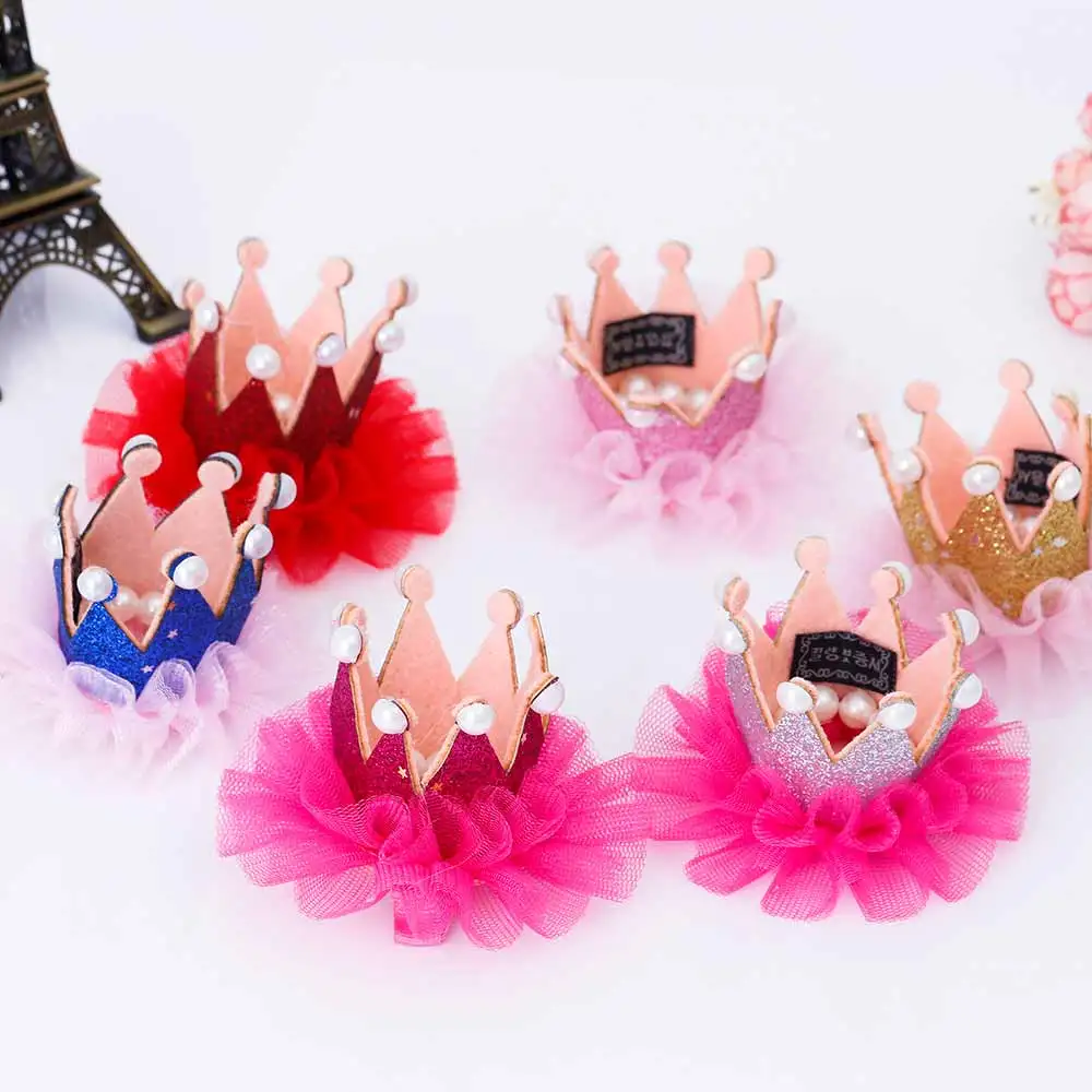FAMSHIN 1 шт. милые девушки корона принцесса зажим для волос кружева жемчужина