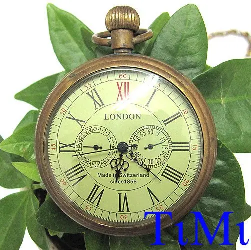 Горячий!!! Старинные карманные часы Old 3 dials 5 Hands 1856S LONDON 100% медь, бесплатная доставка.