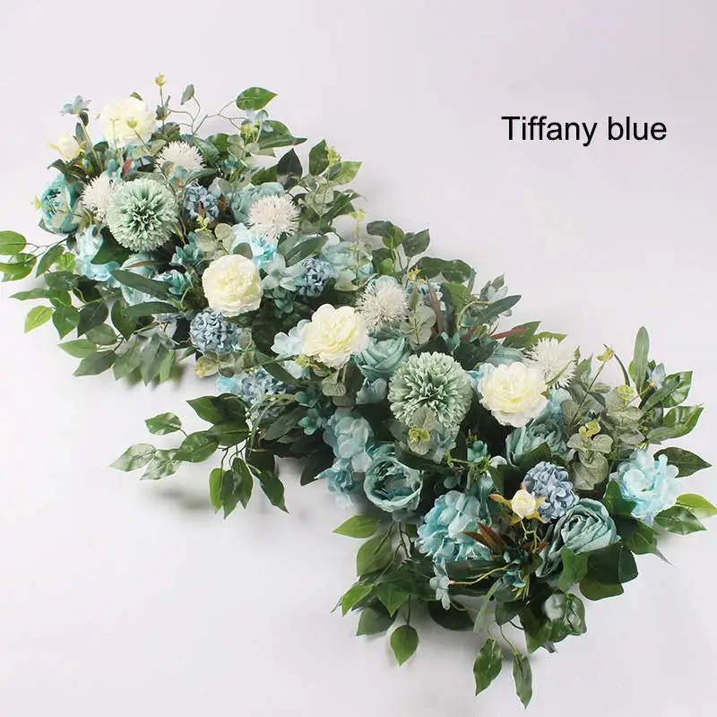 Tiffany Blue 50 см Длина Шелковый цветок с пеной DIY Арка ряд цветов акантосфера Роза Пион смесь Цветок Для свадебное оформление украшение - Цвет: Tiffany Blue