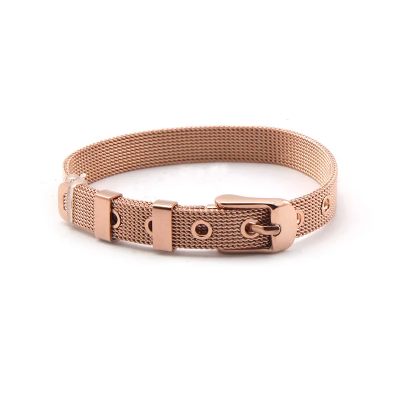 without charms Somsoar Jewelry розовое золото DIY Слайд Подвески из нержавеющей стали сетки браслет браслеты для подарок ко Дню Святого Валентина - Окраска металла: without charms