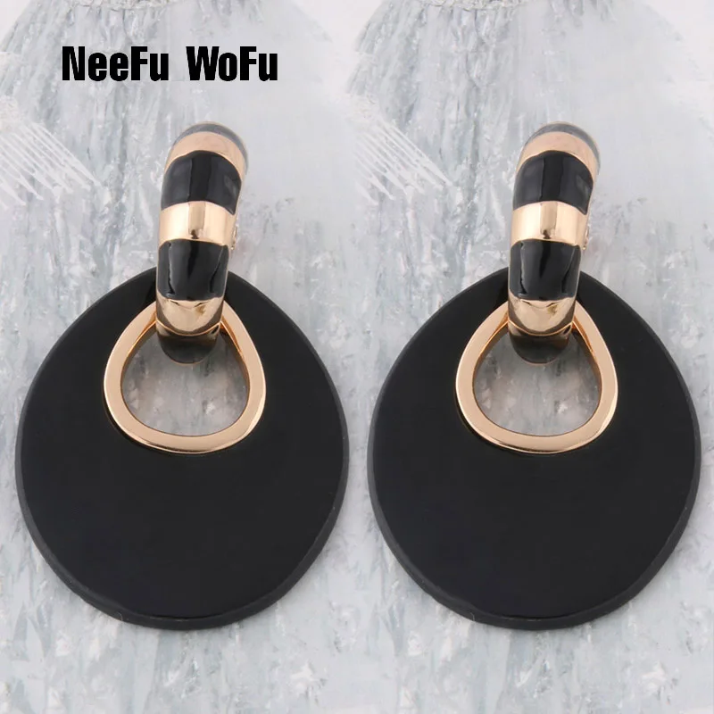 Женские кожаные серьги NeeFu WoFu большие кольца с принтом Ювелирное Украшение для