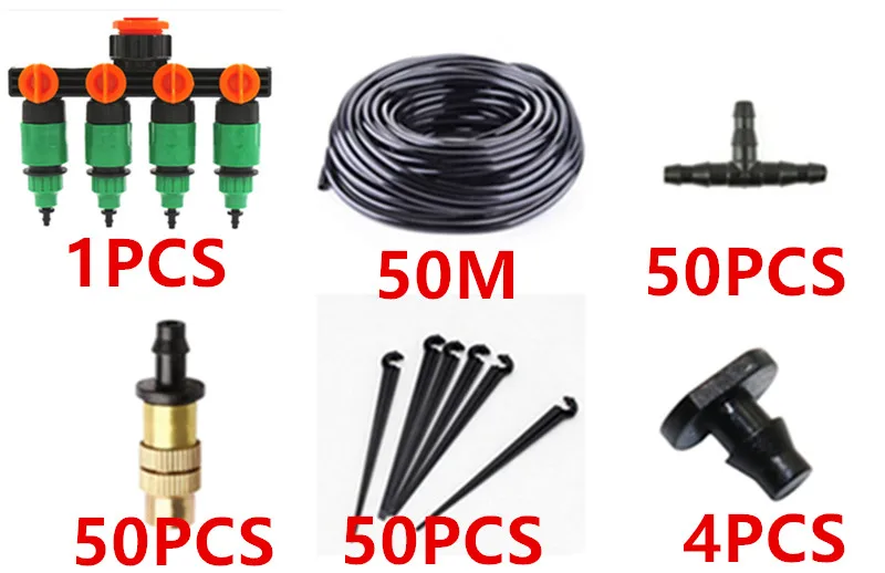 50m Brass Adjustable Misting Sprinkler Set With Splitter Micro Drip Irrigation Plant Self Watering Garden Water Kits AA01 | Дом и сад