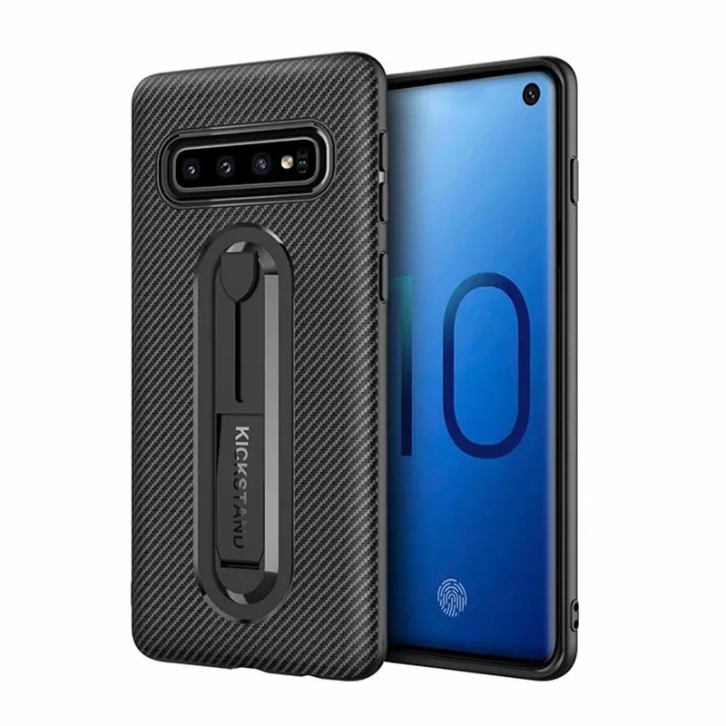 Черный LUPHIE силикон из углеродного волокна крышка для samsung S10 S9 S8 плюс S10e S7 A6S A7 A8 A9 Мягкий ТПУ защитный противоударный чехол для телефона - Цвет: Черный