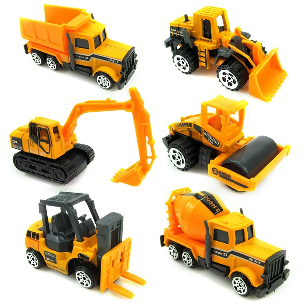 16PCS 1:64 Mini Alloy Construction Vehicle Engineering Car Tractor Dump Truck Model Vehicles With Traffic Sign Toy | Игрушки и хобби