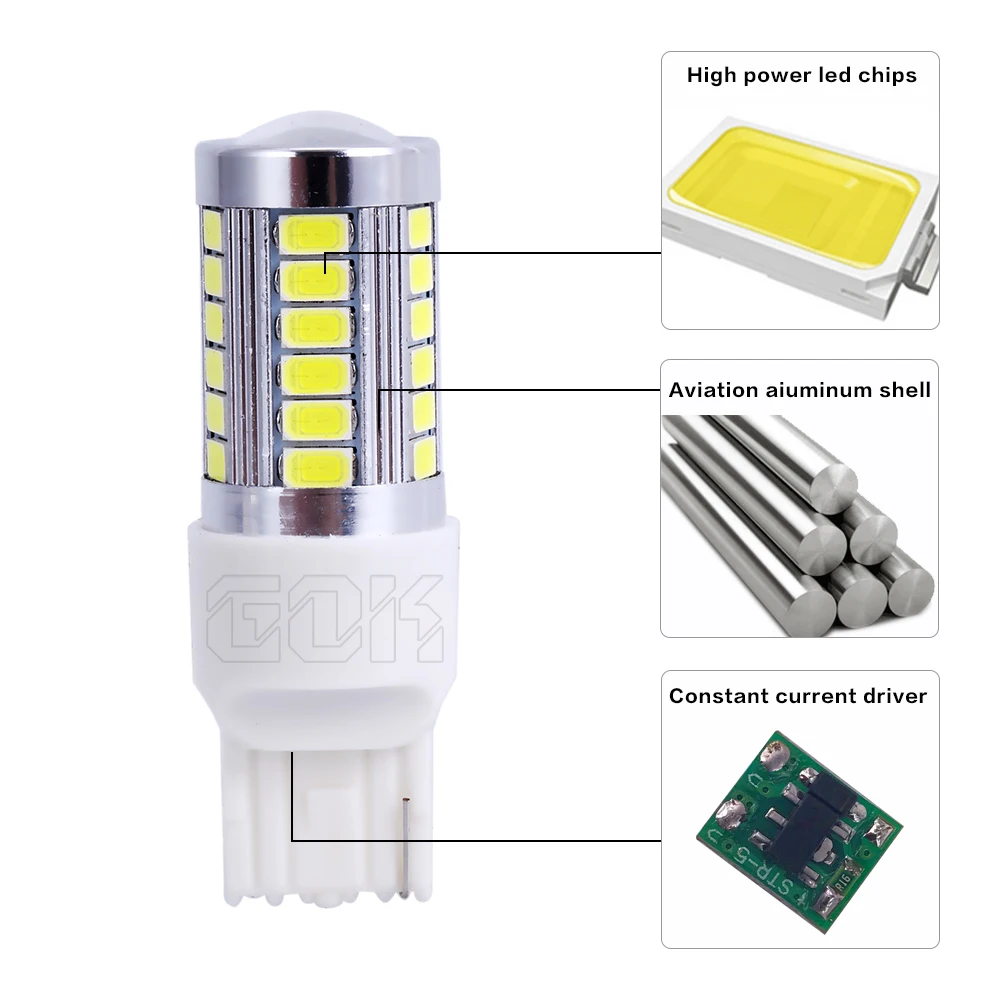 10 шт. Автомобильные светодиодные лампы T20 led 7440 7443 WY21W 33smd 5730 5630 резервные фонари