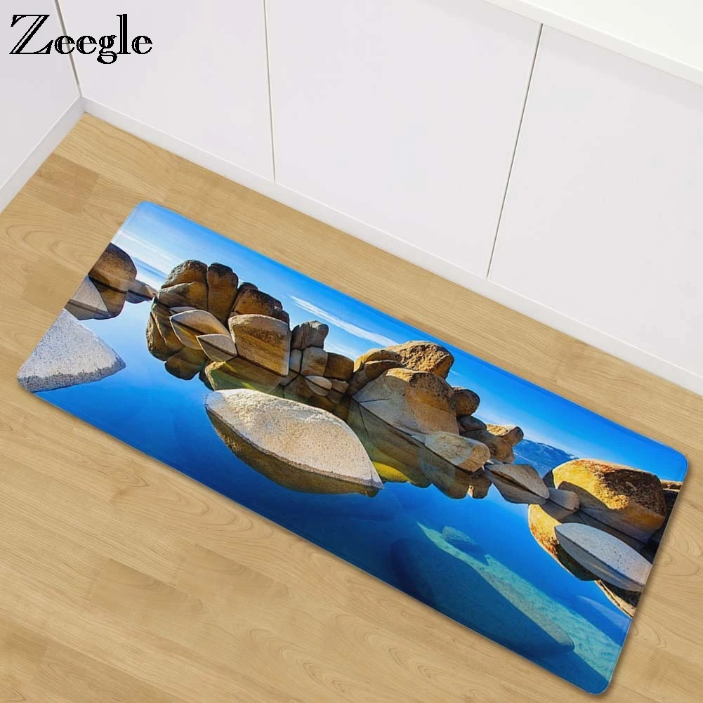 

Zeegle Flannel Kitchen Mats Hallway Rugs Anti-slip Carpets for Living Room Coffee Table Floor Mats Bedroom Bedside Rugs Doormat