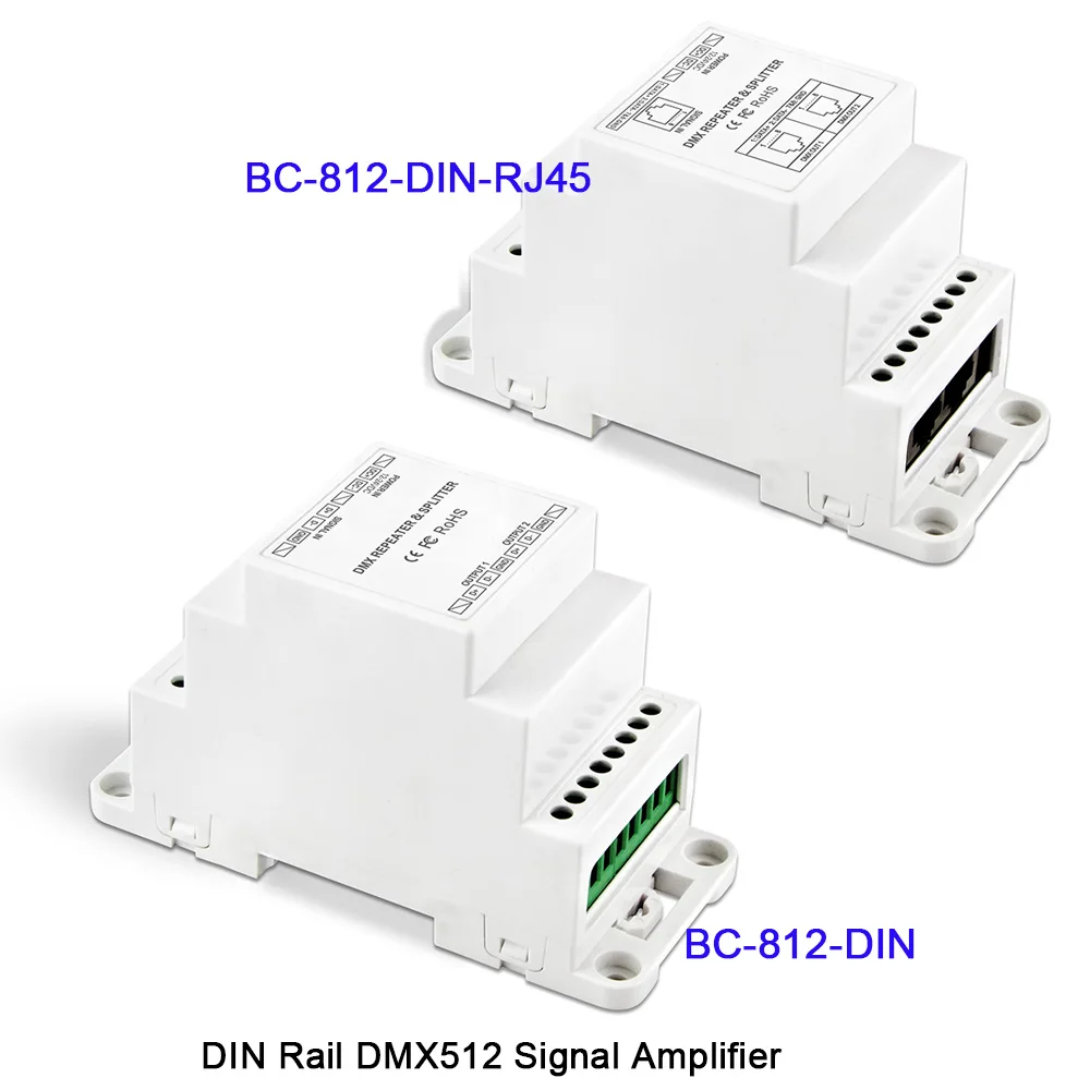 BC 812 DIN/BC DIN RJ45 DC12 24V din рейка led DMX512 усилитель сигнала Один входной канал два
