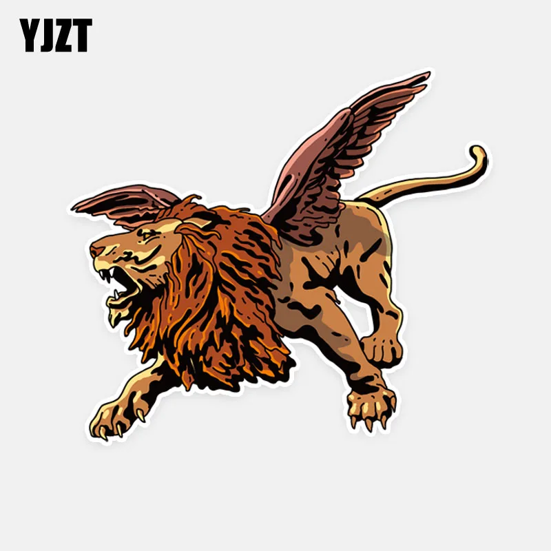 

YJZT 15,3 см * 13,5 см индивидуальный властный лев с длинными крыльями, ПВХ наклейка с животными, автомобильная наклейка 5-0575