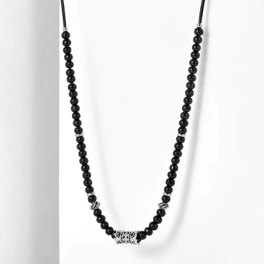 Ожерелье из черного дерева с бусинами для мужчин и женщин кулон короной фианита
