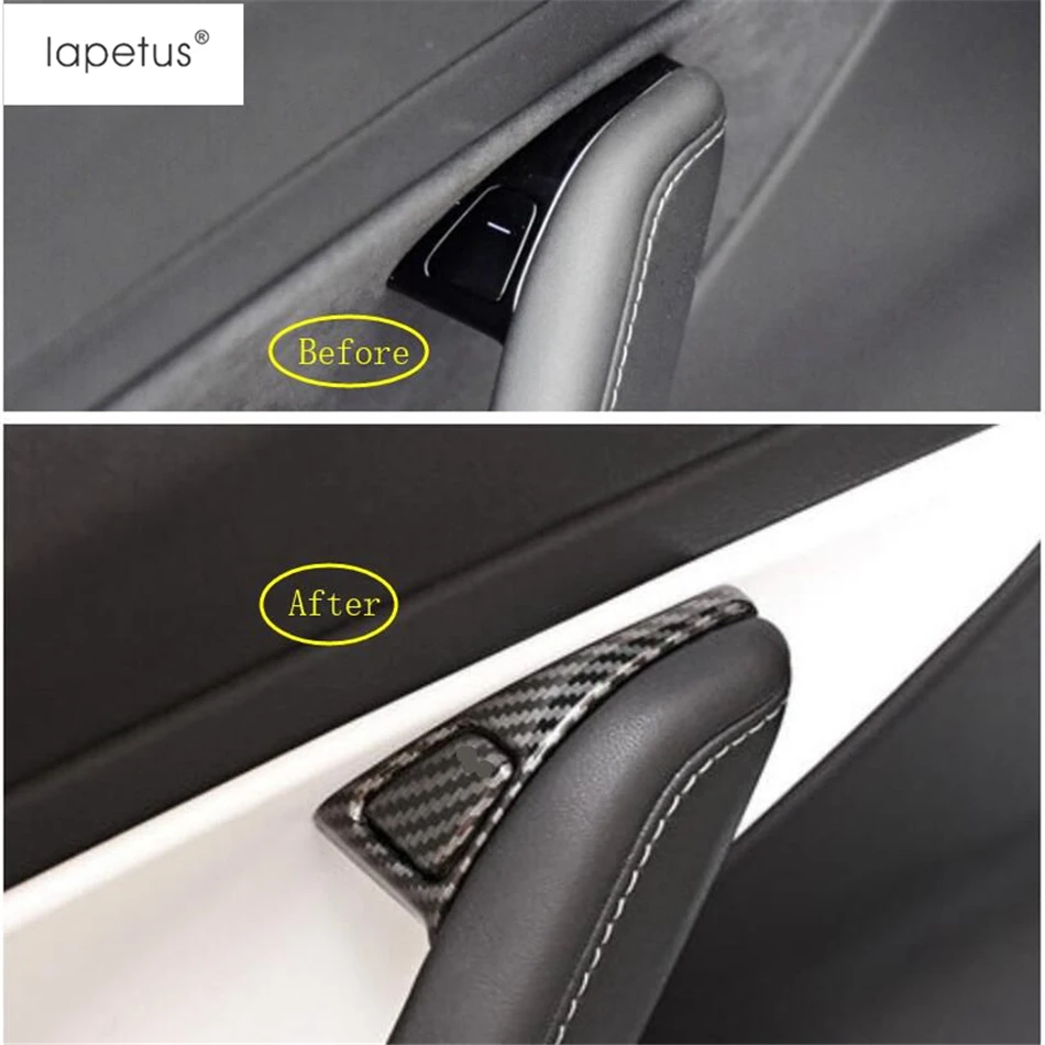 

Lapetus Accessories Fit For Tesla Model 3 2018 - 2021 ABS Inner Door Lock Button Switch Frame Cover Trim 8 Pcs / Carbon Fiber