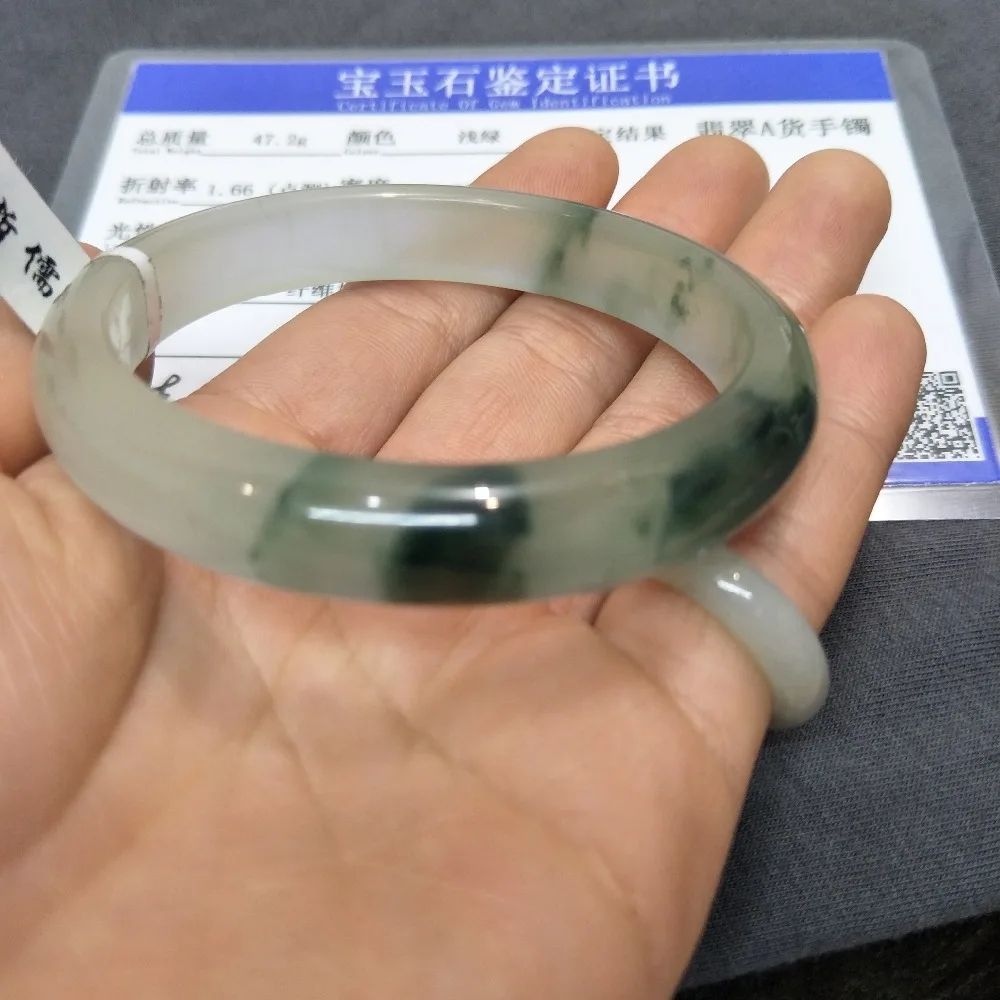 Отправьте сертификат натуральные браслеты из жадеита резной светло-зеленый
