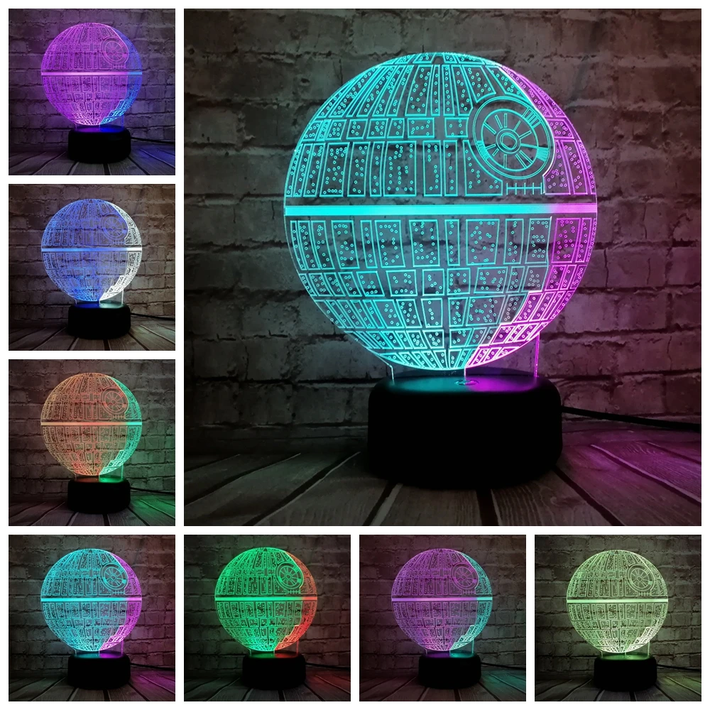 Креативная лампа Звездные войны Фигурка Смерти звезда смешанный цвет Ночной