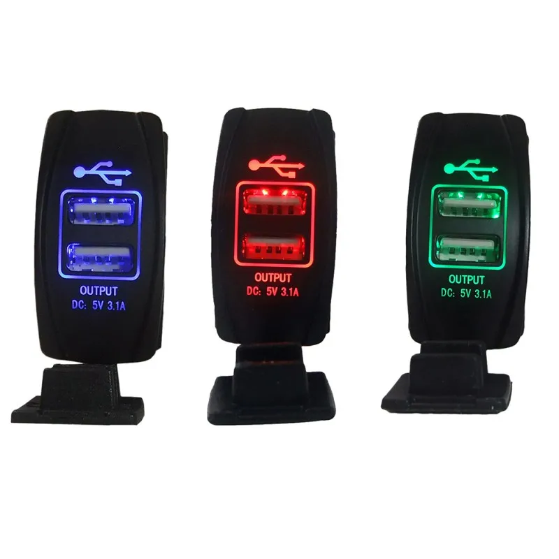 DC 12 24V 3.1A LED Мотоцикл Авто двойной USB адаптер для автомобильного прикуривателя