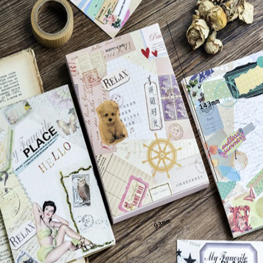 4 предмета в партии вставляя время Винтаж открытка с сообщением вечерние день