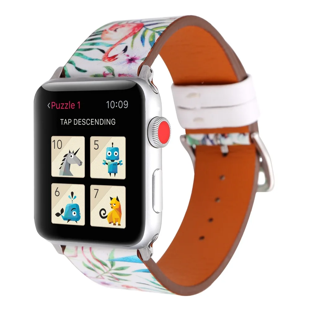 Фламинго печати кожаный ремешок для apple watch серии 4 3 2 1 цветочный кожа замена 44/42