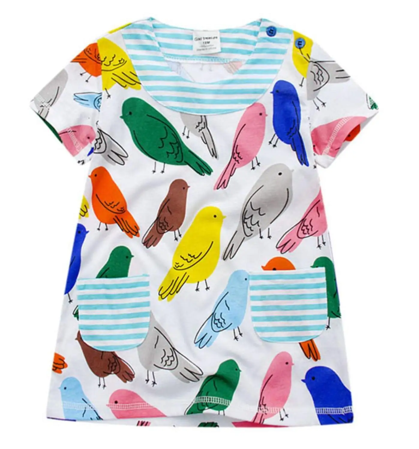 Распродажа! Хлопковые Платья для девочек детское платье в полоску с мультяшными