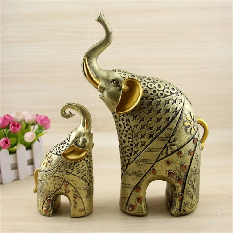 2018 European Style Elephant Statue Crafts Animal Ornaments Home Decor Lucky Living Room Cabinets Decoration Wedding Gifts | Дом и сад