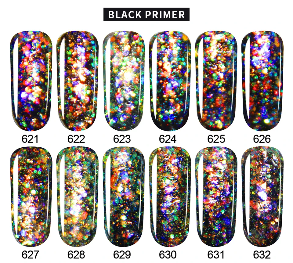 Ruhoya Diamond Glitter UV Nail Polish Professional Base Top Coat Lacquer Long-lasting Bling Enamel Varnish Soak Off Gel | Красота и