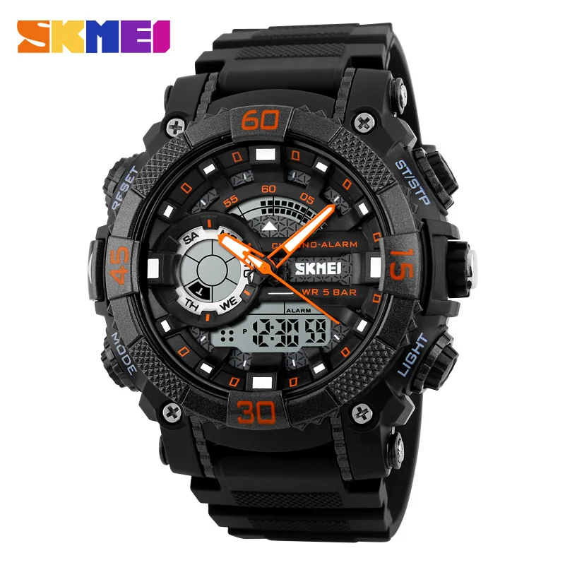 orange SKMEI мужские спортивные кварцевые часы Аналоговые Цифровые светодиодный водонепроницаемые военные часы наручные часы с хронографом - Цвет: orange