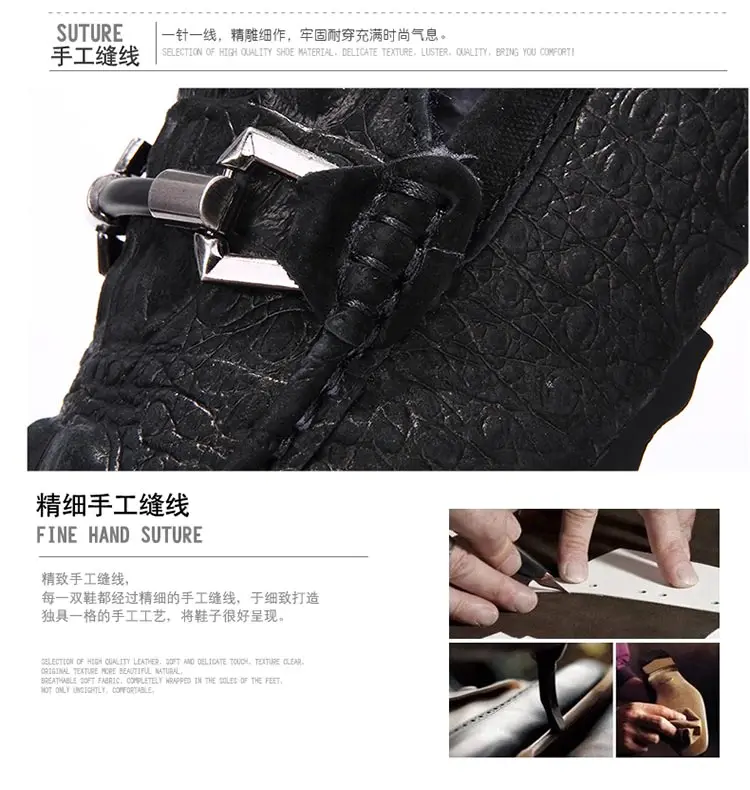Men Loafers Plush Keep Warm Soft Moccasins Winter Suede Leather Slip On Shoes Casual Mens Fur Flats Gommino Driving Shoes Black