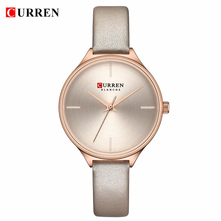 L rose CURREN Модные простые Кварцевые Часы новинки для женщин нержавеющая сталь кожаный ремешок браслет женские наручные повседневное дамы подарок - Цвет: L rose