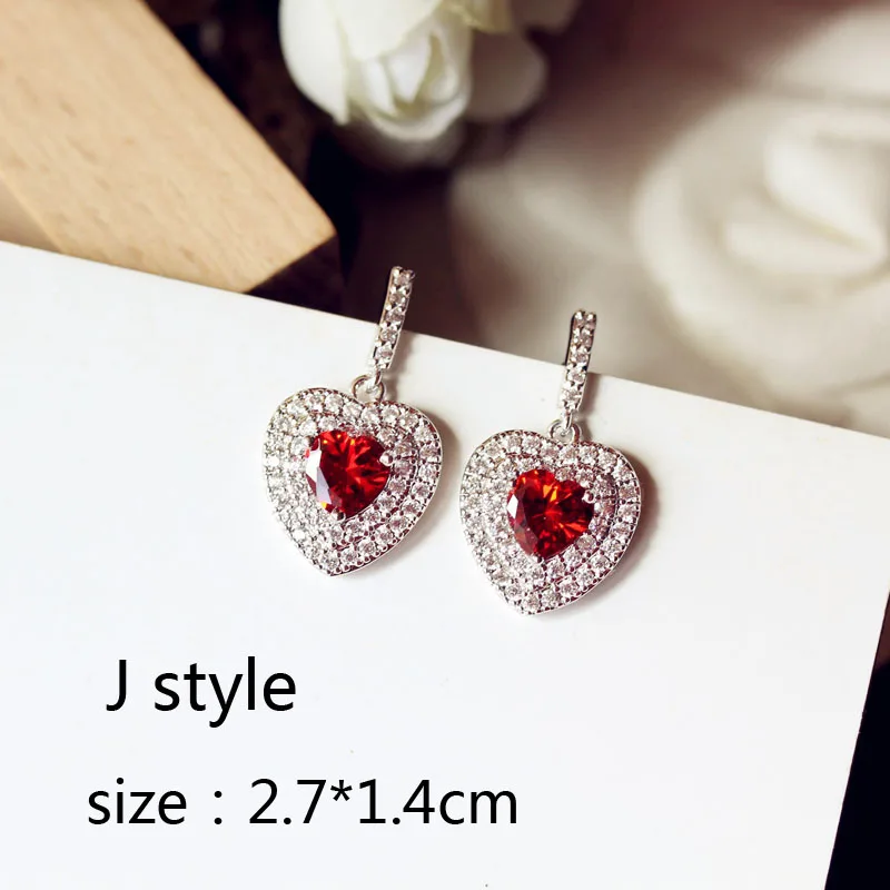 J style Роскошные бордовые винно-красные длинные висячие серьги геометрической формы с большим квадратным кубическим цирконием для женщин, вечерние, свадебные ювелирные изделия, подарок - Окраска металла: J style