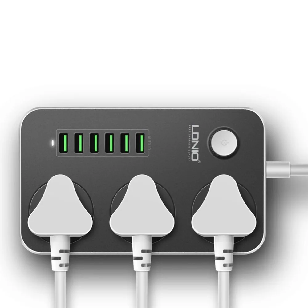 3 Outlets 6 USB Ports Electronic Power Strip Smart Home Socket Surge Protector Fast Charging Extension Patch Board UK | Обустройство