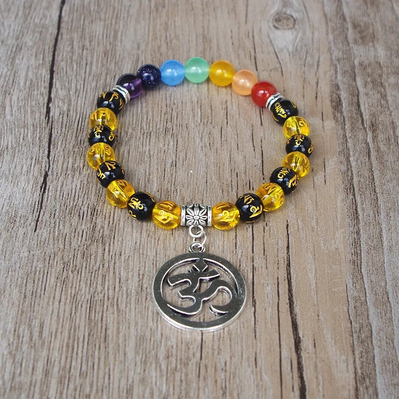 Браслет ручной работы Ом мала чакра Будда шесть слов мантра Исцеление йогой