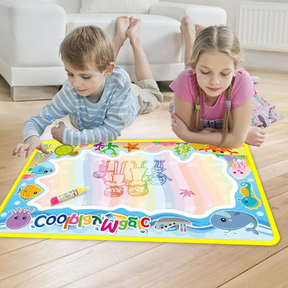 23.2*14.2in Rainbow Magic Water Drawing Mat & 2 Pens Doodle Coloring Painting Board Educational Toys for Kids Birthday Gift | Игрушки и